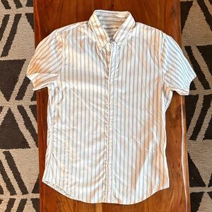 Abercrombie & Fitch White and Gray Striped Button Down Shirt